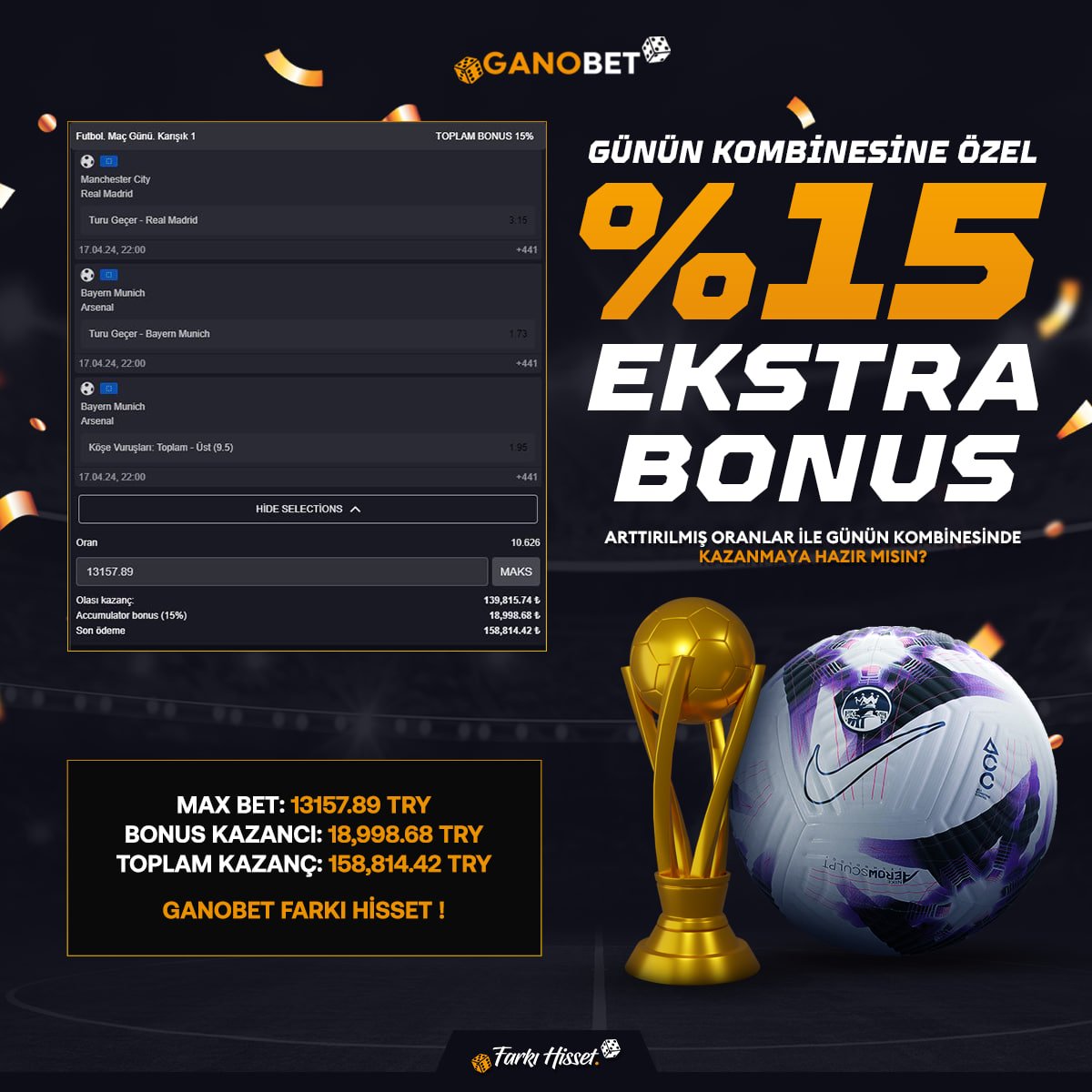 GANOSOSYAL's tweet image. 👍GANOBET GÜNÜN KOMBİNESİNE ÖZEL %15 EKSTRA BONUS!

🚀 Arttırılmış Oranlar ile Günün Kombinesinde Kazanmaya Hazır Mısın?

‼️ Max Bet: 13157.89 TRY
🎉  Bonus Kazancı: 18,998.68TRY
🕺 Toplam Kazanç: 158,814.42 TRY

💎 GANOBET FARKI HİSSET!