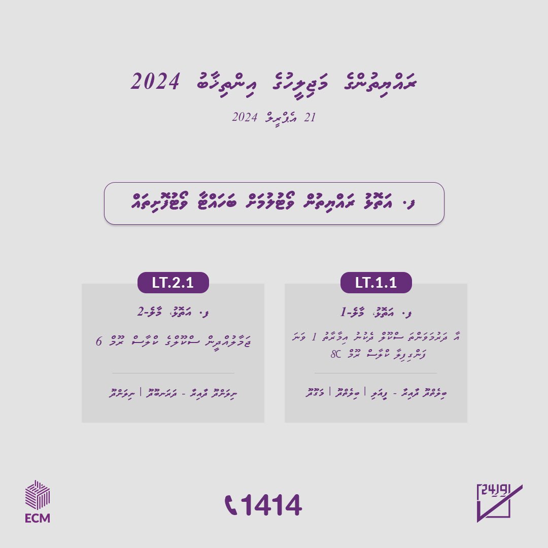 ރައްޔިތުންގެ މަޖިލީހުގެ އިންތިޚާބު 2024ގައި މާލޭގައި ދިރިއުޅޭ ފ. އަތޮޅުގެ ރައްޔިތުން ވޯޓުލުމަށް ހަމަޖެހިފައިވާ ވޯޓު ފޮށިތައް. ވޯޓުލާން ދާންޖެހޭ ތަން ޗެކްކުރެއްވުމަށް VR(space)NID no. send SMS to 1414 #vihi24