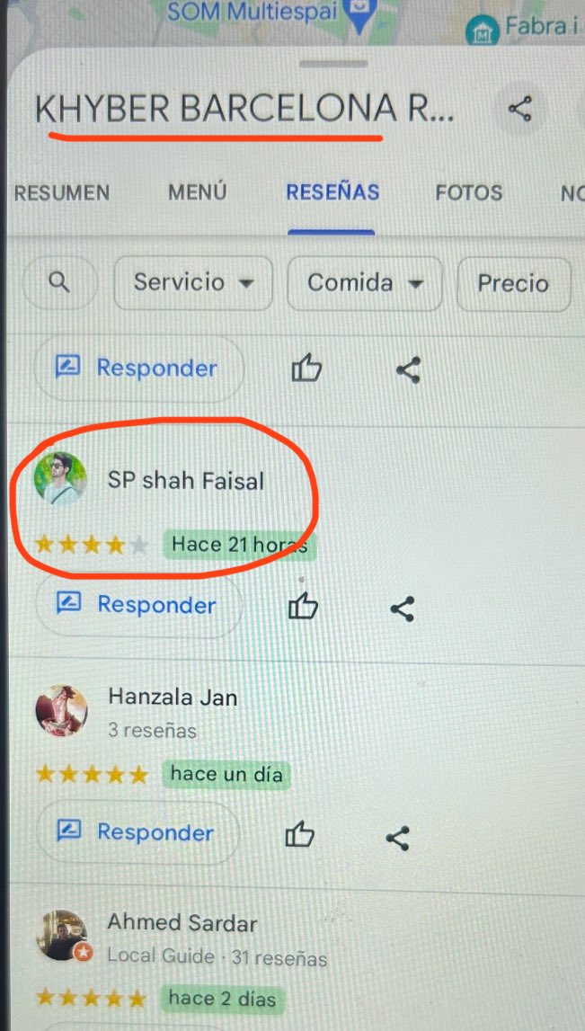 یہ بندہ ابھی تک میرے ریسٹورنٹ پر آیا ہی نہی اور پاکستان میں ہے لیکن گوگل ریویو 4 سٹار دے دیئے 😣😔 اب اتنی بڑی انویسٹمنٹ کی ہے پلیز کسی کے کاروبار کو اگر دعا نہی دے سکھتے تو خراب بھی نہ کریں KHYBER BARCELONA RESTURANT