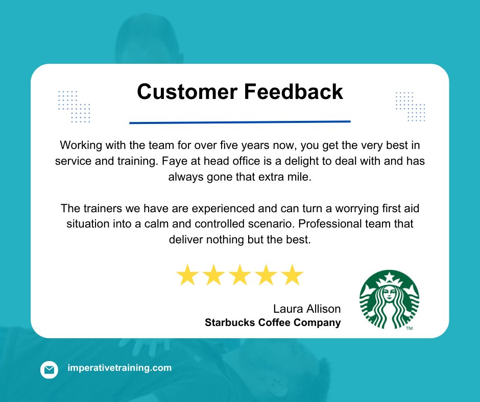 It's #reviewwednesday, at Imperative we love sharing feedback from our clients💙 

If your business needs quality, flexible first aid training contact us at sales@imperativetraining.com or call 01617767420.

 #firstaidtraining #cpr #savealife