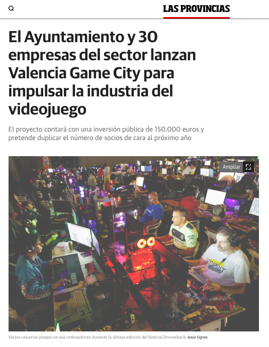 El Ayuntamiento de Valencia y 30 empresas del sector del videojuego lanzan el proyecto Valencia Game City para impulsar la industria y la creación de empleo: lasprovincias.es/economia/start… #Valencia #games #videojuegos #ValenciaGameCity