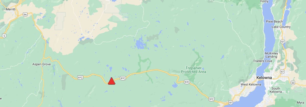 ⛔️REMINDER -  #BCHwy97C CLOSED Eastbound due to a vehicle incident 2km north of Brenda Mine Rd on the #OkanaganConnector. No detour available. Assessment in progress. #MerrittBC #Peachland #Westbank #YLW 
ℹ️ For more info: drivebc.ca/mobile/pub/eve…