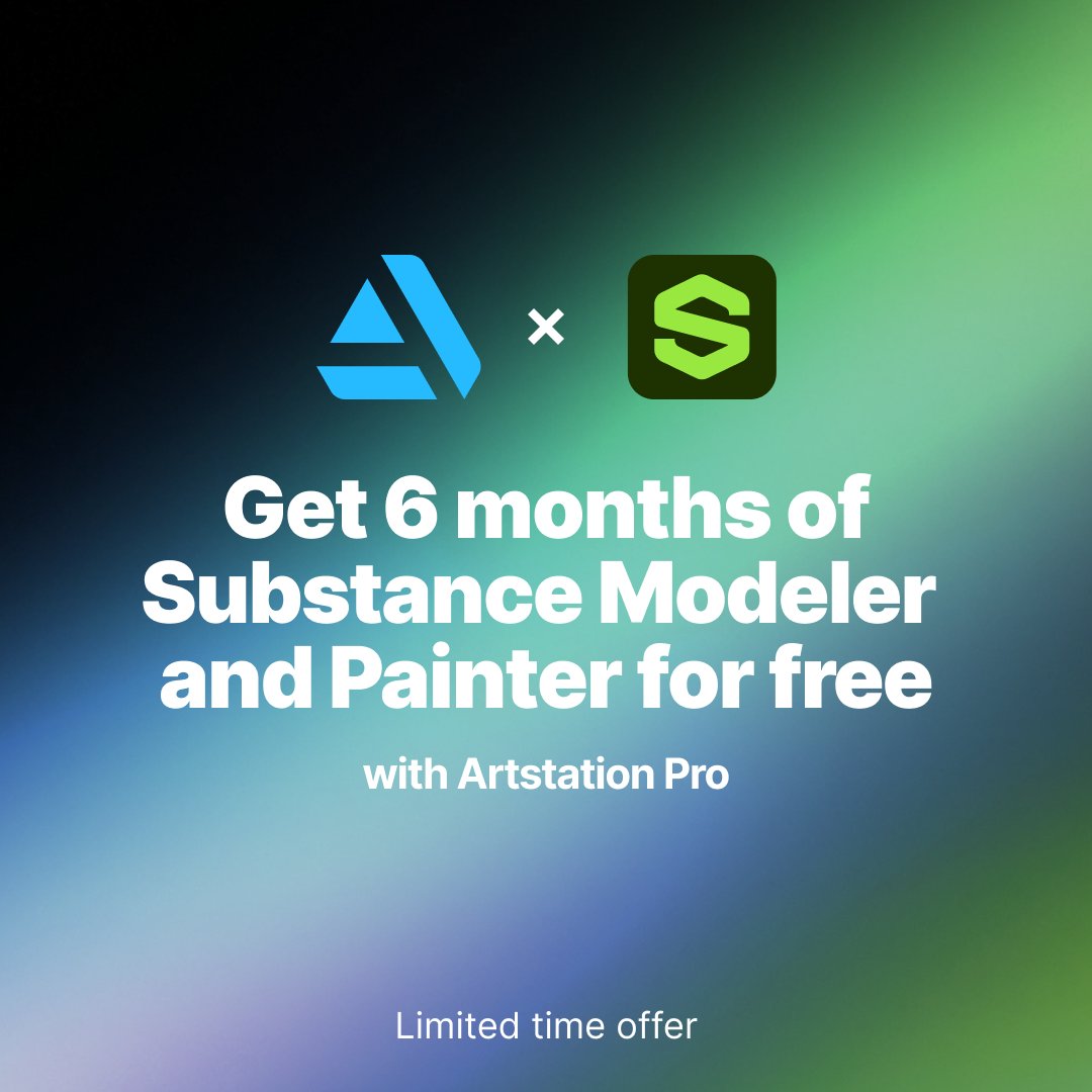 Enjoy 6-month free access to Adobe Substance Modeler and Painter when you sign up for ArtStation Pro subscription. Already a Pro member? Access this limited offer now through your Partner Perks page: artstation.com/subscribe/pro