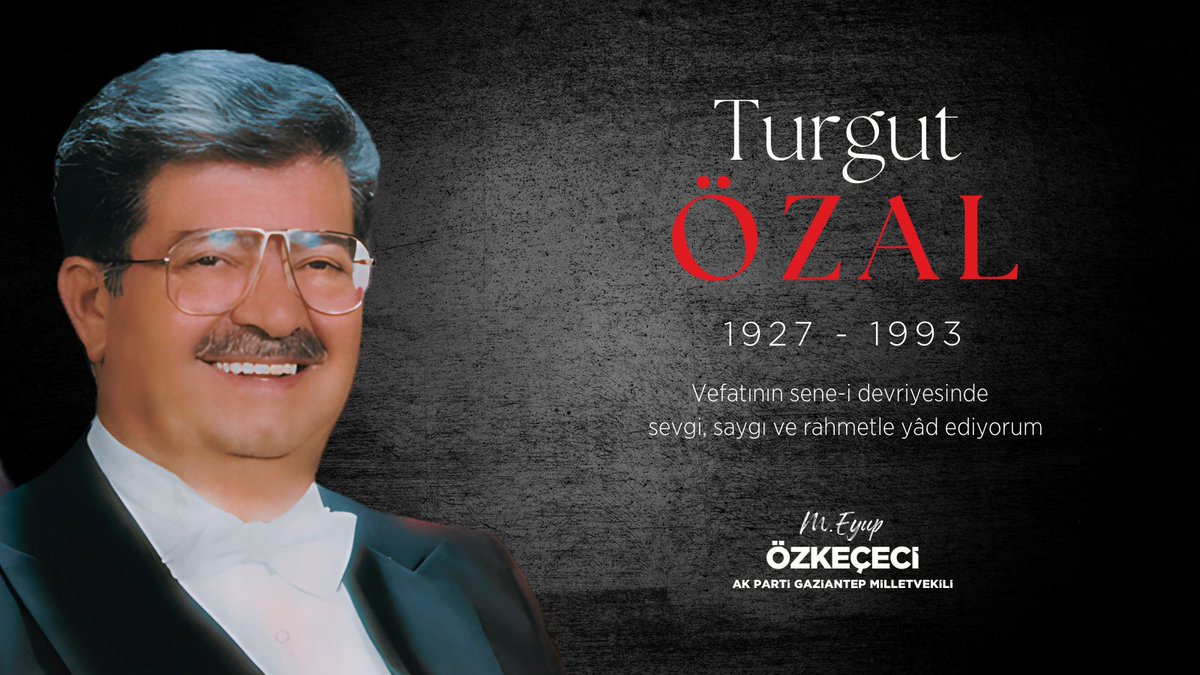 Aziz milletimizin gönlünde müstesna bir yer edinen ve Türk siyasetinde önemli rol oynayan ülkemizin 8’inci Cumhurbaşkanı Turgut Özal’ı; ebediyete irtihalinin sene-i devriyesinde sevgi, saygı ve rahmetle anıyorum. Mekanı cennet, makamı âli olsun inşallah. 🤲 #TurgutÖzal