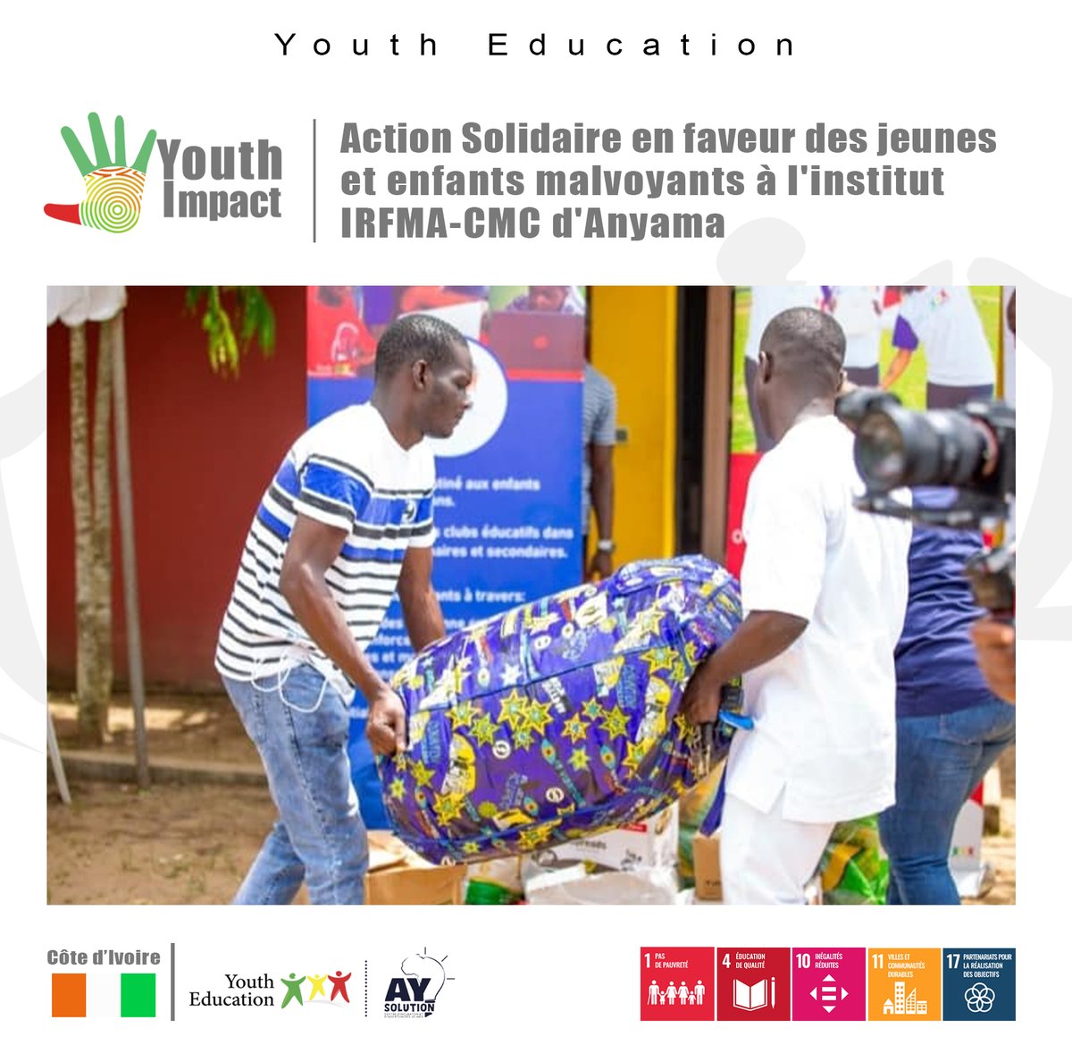 YOUTH IMPACT

The link to this activity :
 urlz.fr/qj8Q

𝗬𝗢𝗨𝗧𝗛 𝗘𝗗𝗨𝗖𝗔𝗧𝗜𝗢𝗡 𝗙𝗢𝗥 𝗔𝗙𝗥𝗜𝗖𝗔
𝗬𝗢𝗨𝗧𝗛 𝗘𝗠𝗣𝗟𝗢𝗬𝗔𝗕𝗜𝗟𝗜𝗧𝗬 𝗜𝗡 𝗔𝗙𝗥𝗜𝗖𝗔
#YouthEducation #YouthImpact #EngagementCitoyen #inclusion #Solidarité #handicap