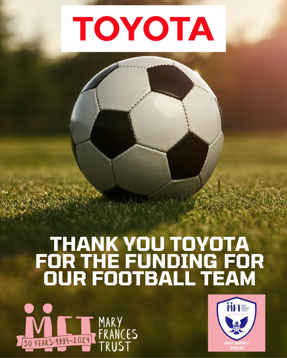 Huge thanks to Toyota GB and their Toyota Community Fund for supporting our amazing football team, The East Surrey Eagles. This support has meant that our players can carry on training to ensure that they keep on winning their games! @LeatherheadFC #FootballForMentalHealth