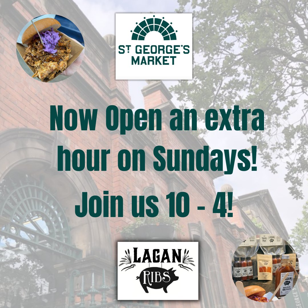 🔥 Exciting News! 🔥

St. George's Market Belfast is now open an extra hour on Sundays! 🎉

🌶️Join us at Lagan Ribs NI for the ultimate hot sauce experience! 🔥 Indulge in our fiery treats, enjoy live music, and share some good banter with us! 🎶😄