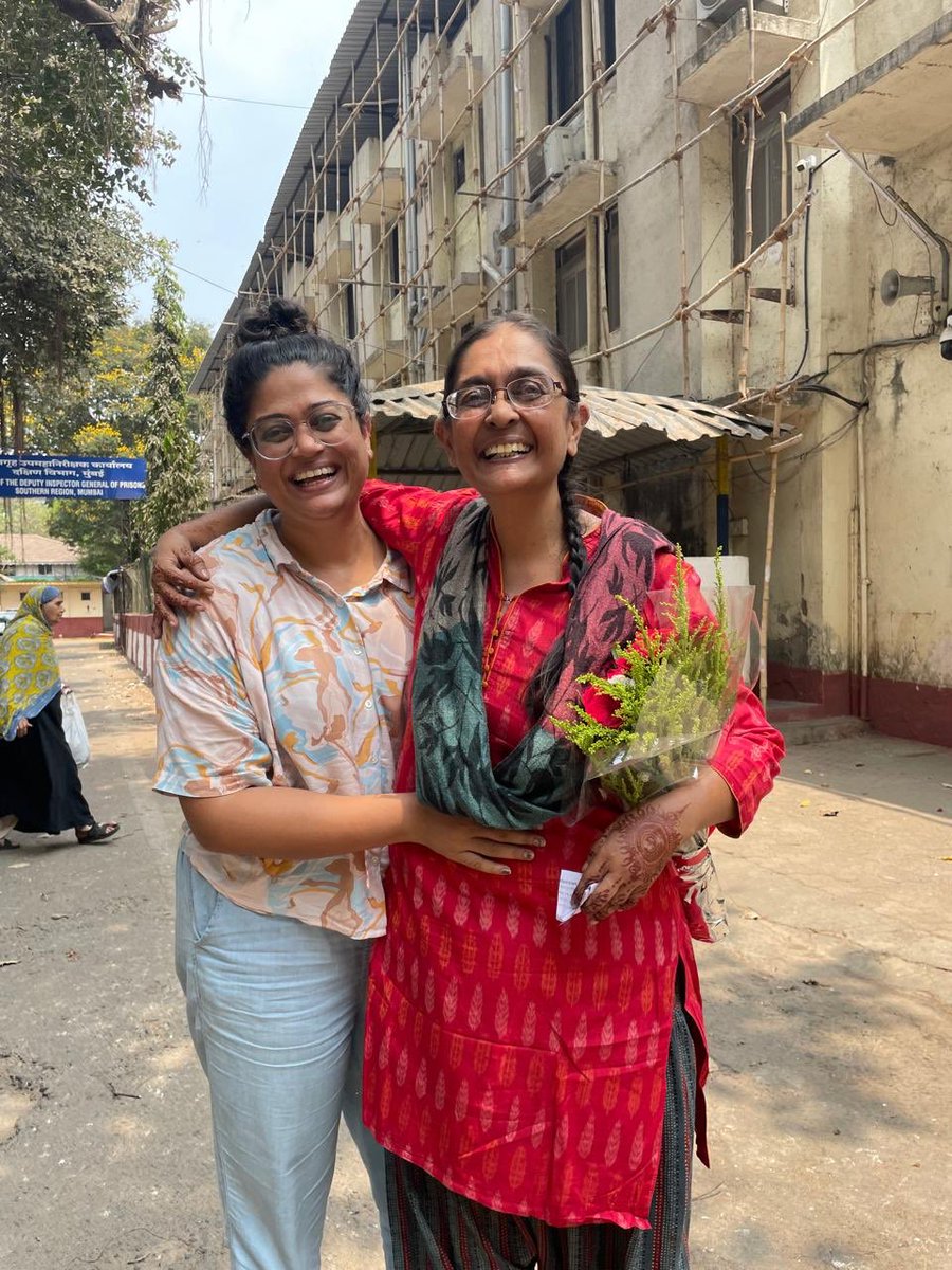 She is finally out, Shoma Sen wit her daughter outside Byculla jail
