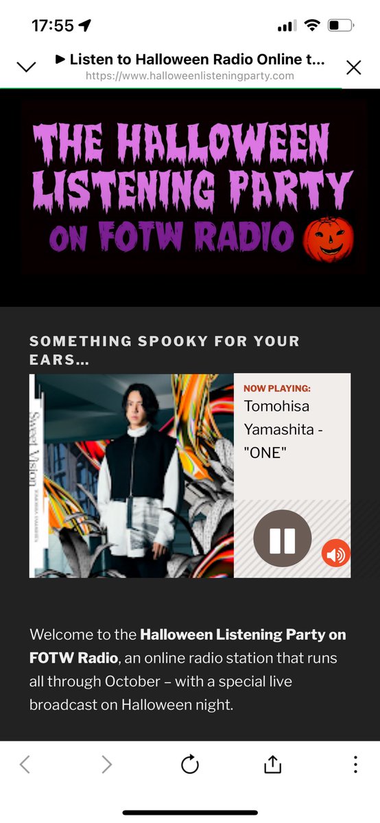 #Halloweenlisteningparty 🎃
@fotwradio 

Thank you very much for playing 
ONE by Tomohisa Yamashita 

#山下智久 
#Halloweenradio