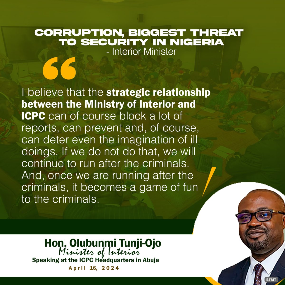 His Excellency, Olubunmi Tunji-Ojo, the minister of interior has spoken. he who has ears let him hear