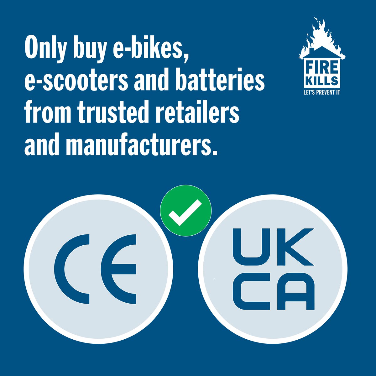 Only buy e-bikes, e-scooters and batteries from trusted retailers and manufacturers. To find out more about fire safety and electric bikes and e-scooters, head to ow.ly/OW3250QLqnb