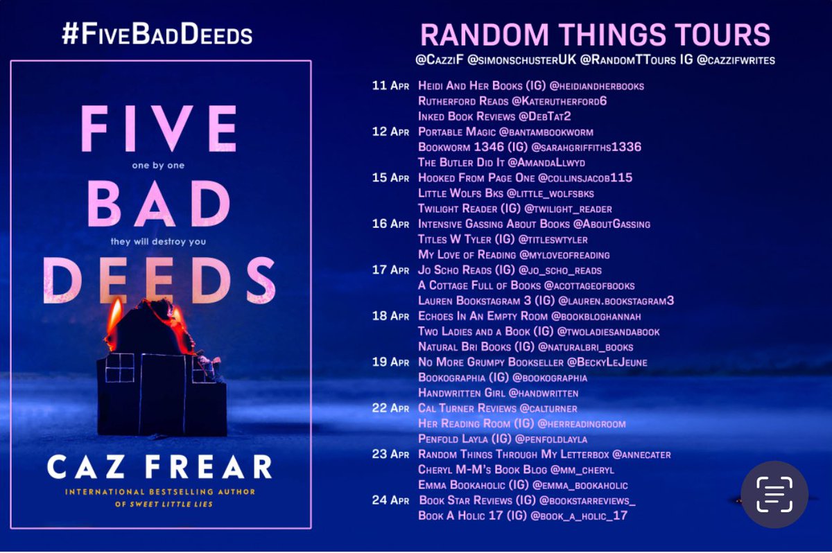 It’s my turn on the #blogtour today for the highly entertaining #FiveBadDeeds by @CazziF 

Head over to Insta for my review: instagram.com/p/C52z4Z-r5_P/…

Thank you @RandomTTours & @simonschusterUK for my review copy