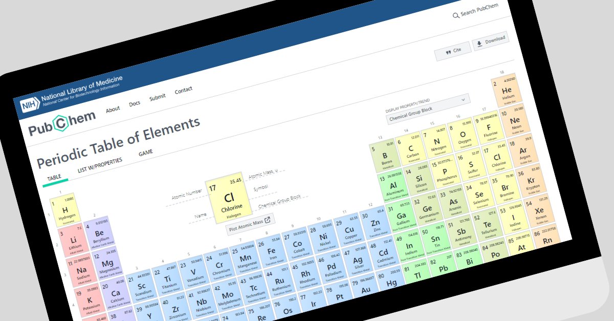 Need a versatile periodic table for your classroom? Check out the PubChem Periodic Table: ow.ly/pGqf50R4BJs