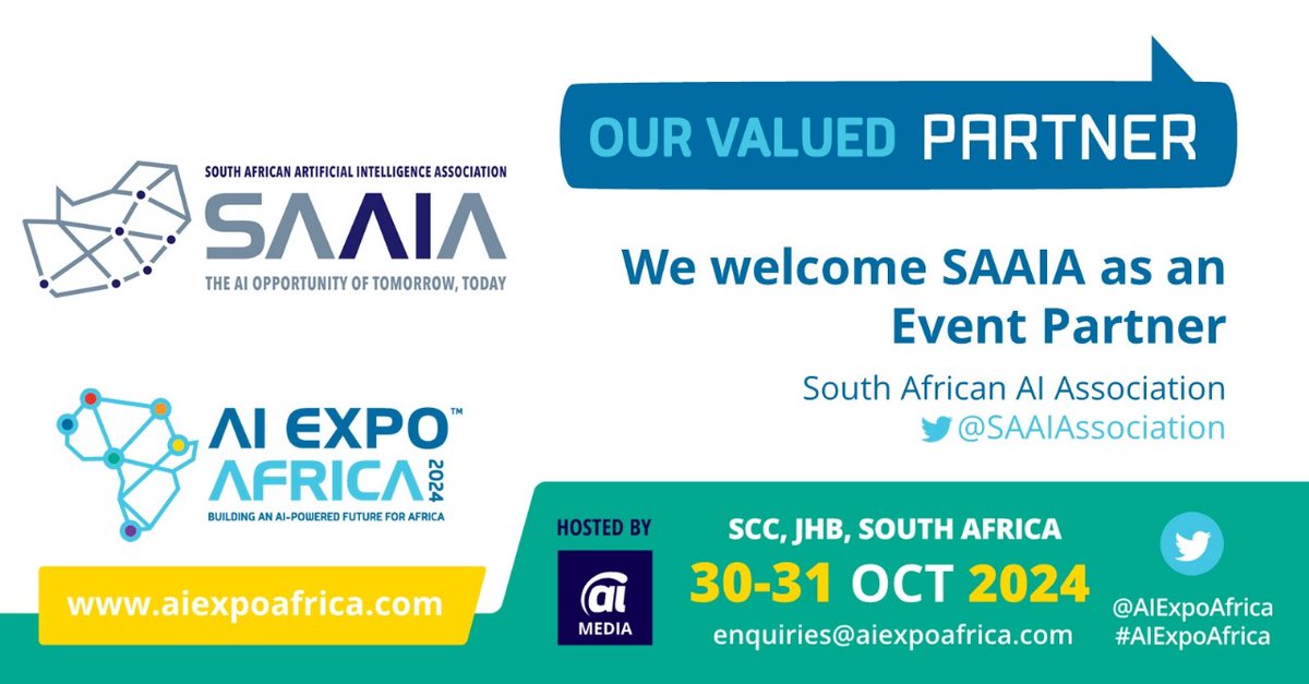 NEWS: We welcome @SAAIAssociation as a partner to the 7th Edition of @aiexpoafrica 2024 – Join Africa’s largest B2B Smart Tech Event aiexpoafrica.com #AIExpoAfrica #SouthAfrica #Gauteng #Johannesburg #AI #RPA #IA #IntelligentAutomation #ArtificialIntelligence #Africa