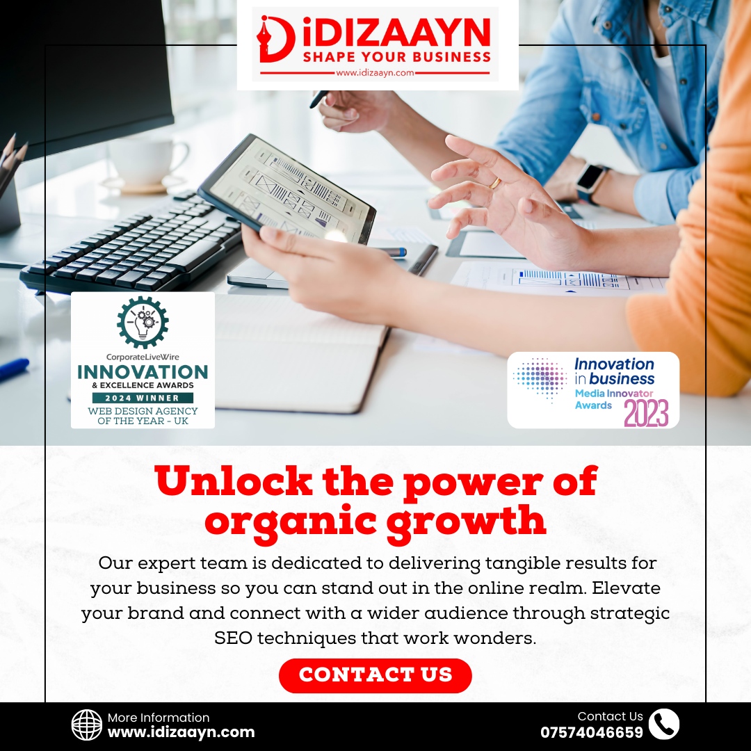 ✨ We're dedicated to delivering tangible results and helping you stand out from the crowd. 

Let's harness the power of strategic SEO techniques to connect with a wider audience and make your mark online. 📈🌟

#iDIZAAYN #WebsiteDesign #MarketingMastery #WebDesignTrends