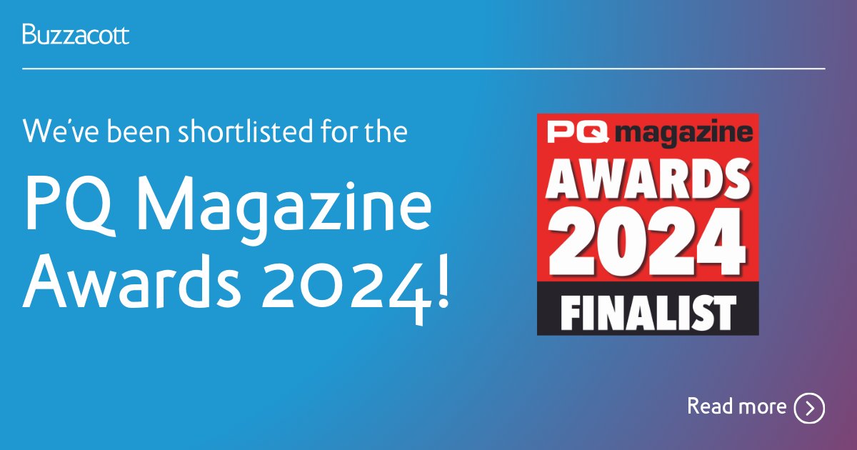 We're delighted to announce that Buzzacott has been shortlisted for the PQ Magazine Awards 2024 in the Graduate/Apprenticeship Training Programme of the Year category.🎉 Stay tuned for updates and we look forward to finding out the winners on 22 April! ow.ly/JAW350Rg2yz