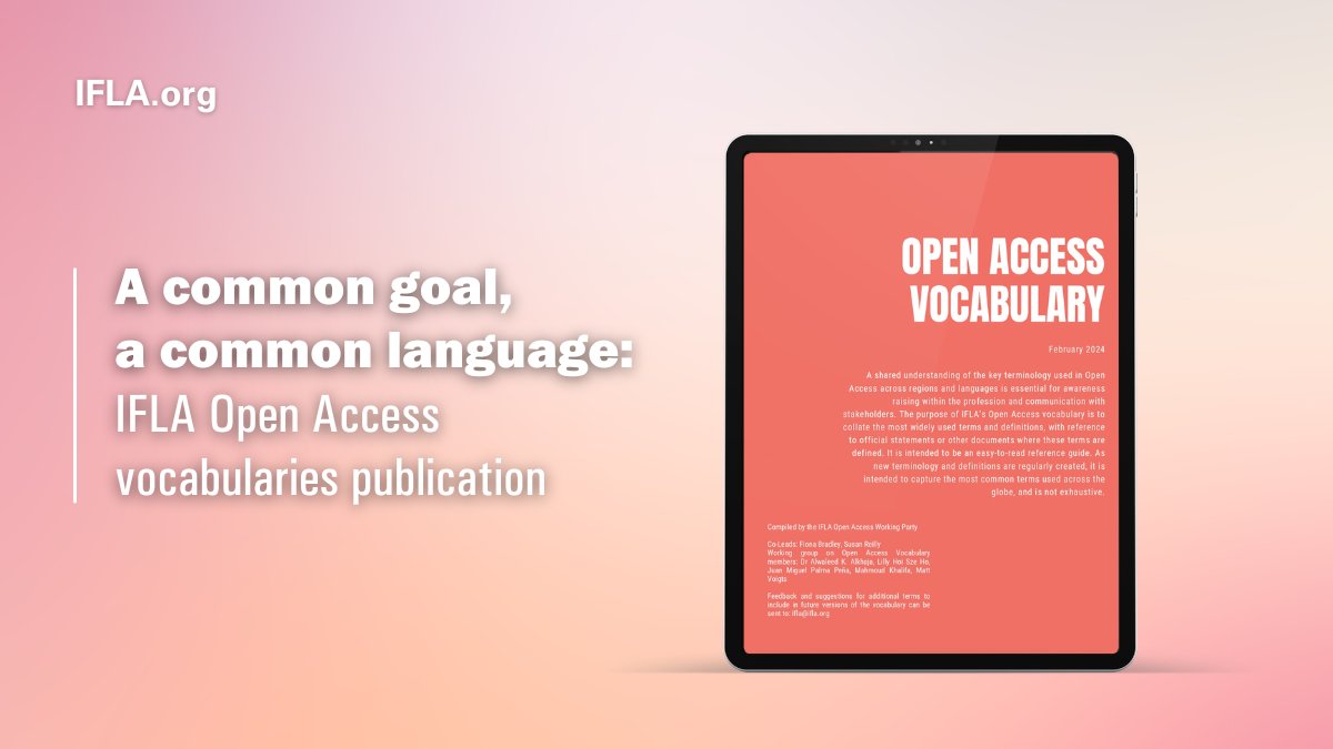 Enabling understanding and supporting the spread of #openaccess Our new #OA Vocabularies publication offers a tool to support #library engagement in realising the potential of open to deliver equitable, meaningful access to information bit.ly/4aUxGHk