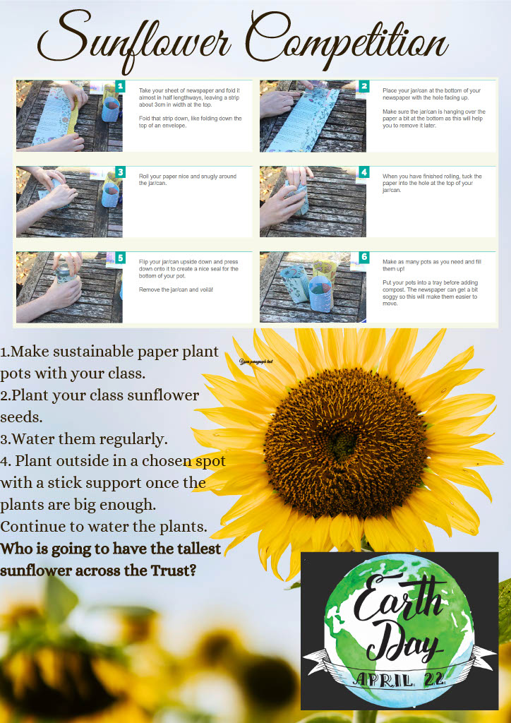 This week we are launching a trust-wide sunflower growing competition for pupils & staff as part of our #EarthDay2024 celebrations. We can't wait to see our schools blooming this summer! @BFS_Watford @CTS_Watford @LHS_Watford  #happychildrenlearn #happystaffthrive