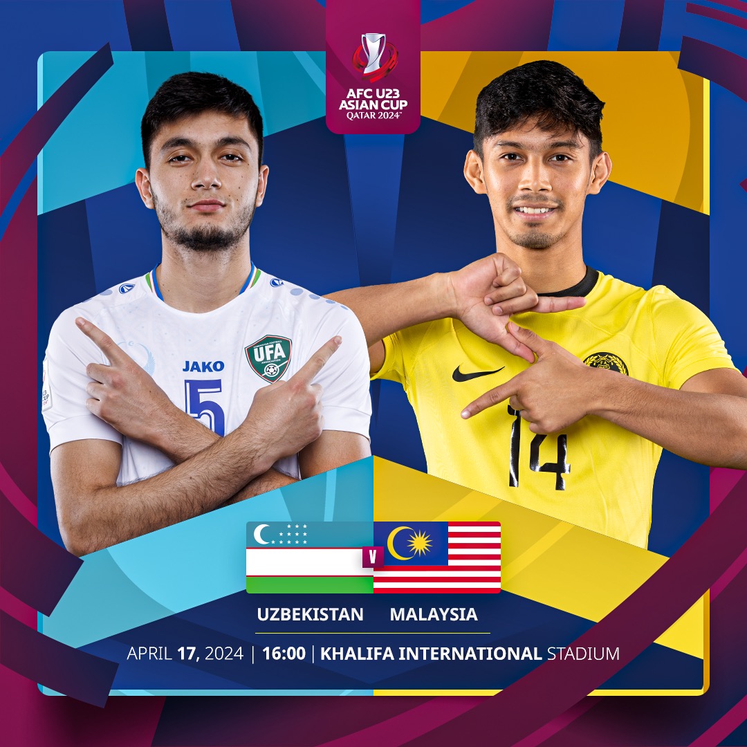 🥁 𝗠𝗔𝗧𝗖𝗛𝗗𝗔𝗬 🥁

🇺🇿 Uzbekistan 🆚 Malaysia 🇲🇾

Uzbekistan square off against Malaysia in #AFCU23 Group D opener! 

#UZBvMAS