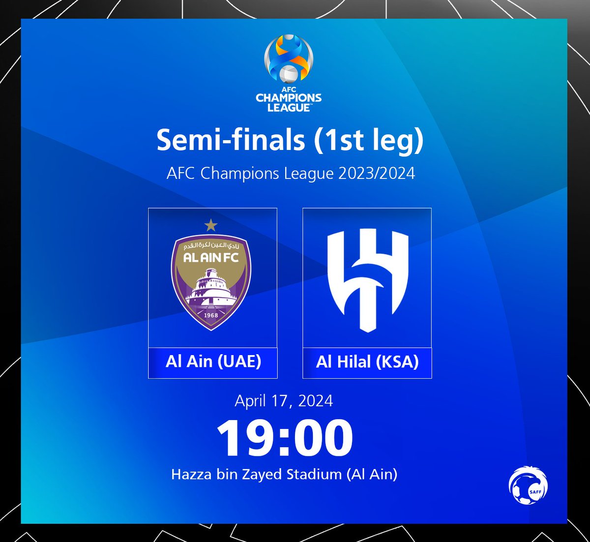 🇦🇪 Al Ain 🆚 𝗔𝗹 𝗛𝗶𝗹𝗮𝗹 🇸🇦 Best wishes to @Alhilal_EN in tonight's rescheduled AFC Champions League semi-final opener 🏆🌏 #ACL