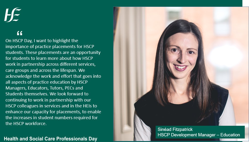 “Practice placements are an opportunity for HSCP students to learn more about how HSCP work in partnership across different services, care groups and across the lifespan.” says Sinead Fitzpatrick, HSCP Development Manager. #HSCPDay2024