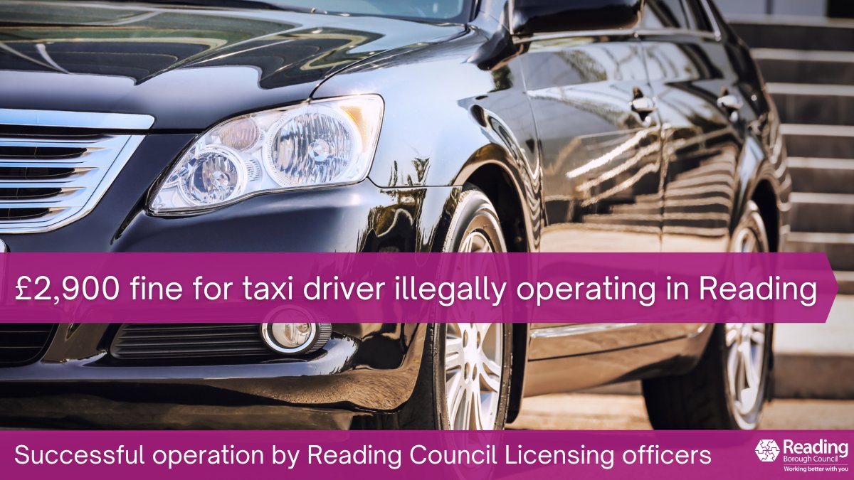 A taxi driver, found to be operating without a licence or insurance in Reading in May 2023, has been hit with fines &amp; costs of £2,900 and given eight penalty points on his licence following an investigation by Reading licensing officers 

📰 rdguk.info/TibO1

<a href="/ReadingTSS/">Trading Standards</a>