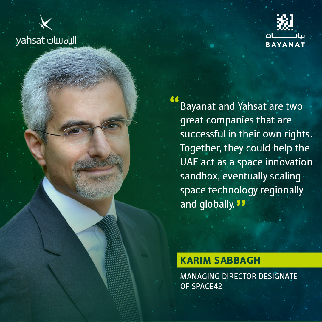 In an interview with @TheNationalNews,@KarimMSabbagh, MD Designate of #SPACE42, delves into the potential benefits of @Bayanat and @yahsatofficial's proposed merger for the UAE's space industry. To read the article visit our microsite asharedambition.com