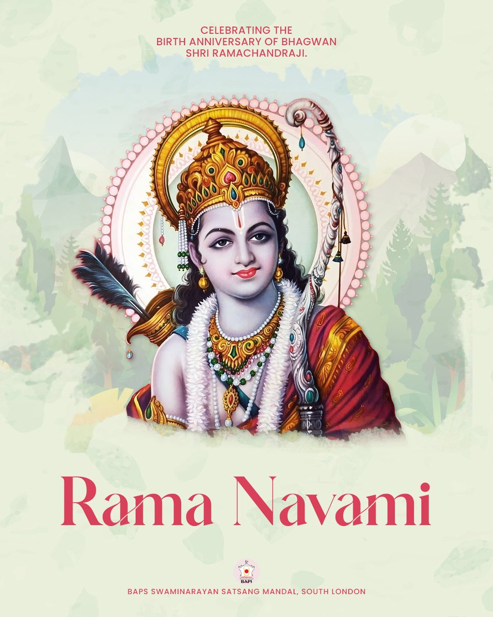 #RamNavami - the birth anniversary Shri Rama Bhagwan.

He is revered as an ideal son, husband, ruler &amp; friend. Through his life, we learn that with patience &amp; perseverance, we can become the best version of ourselves.

#JaiShriRam