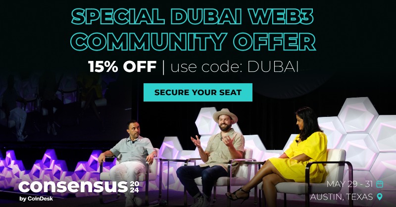 CoinDesk's tweet photo. Special Dubai web3 community offer

Join Consensus 2024 to foster connections with all sides of the industry, from founders to developers to executives and beyond.