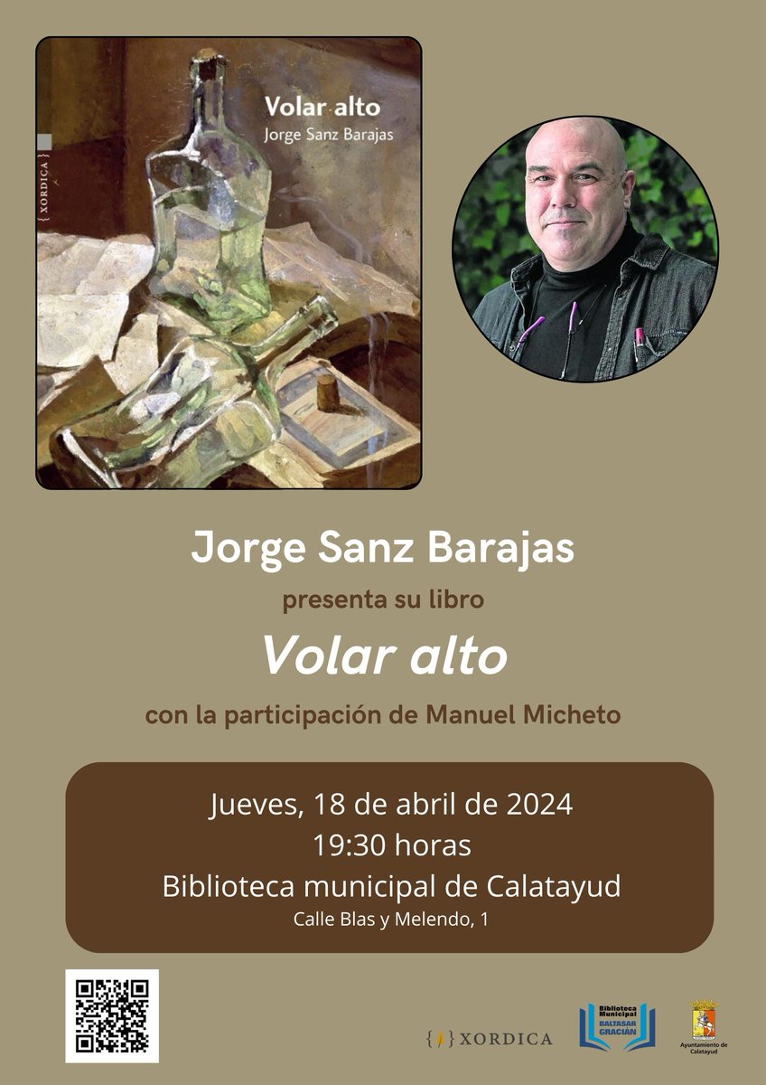 biblioayud's tweet photo. Mañana jueves, 18 de abril, a las 19:30 horas, en la Biblioteca  Municipal, recibiremos al escritor @jsanzbarajas , que presenta su  libro "Volar alto". El autor estará acompañada por nuestro colaborador  cultural Manuel Micheto. https://t.co/g4py5l4PAI