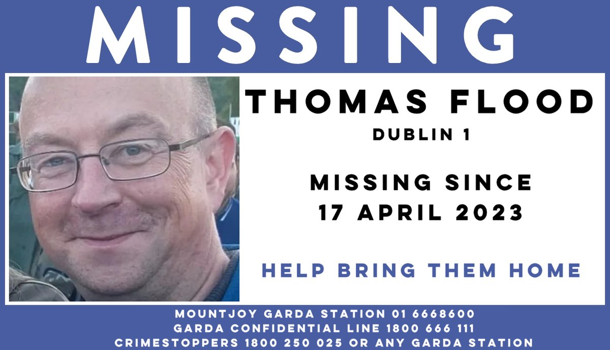 1 Year Anniversary: Thomas Flood has been reported missing from his home in Dublin 1 since 17 April 2023. Thomas is described as being approx. 5'2' of a medium build. He is bald and has blue eyes. He has been known to frequent Howth & Dollymount Strand areas. #HelpBringThemHome