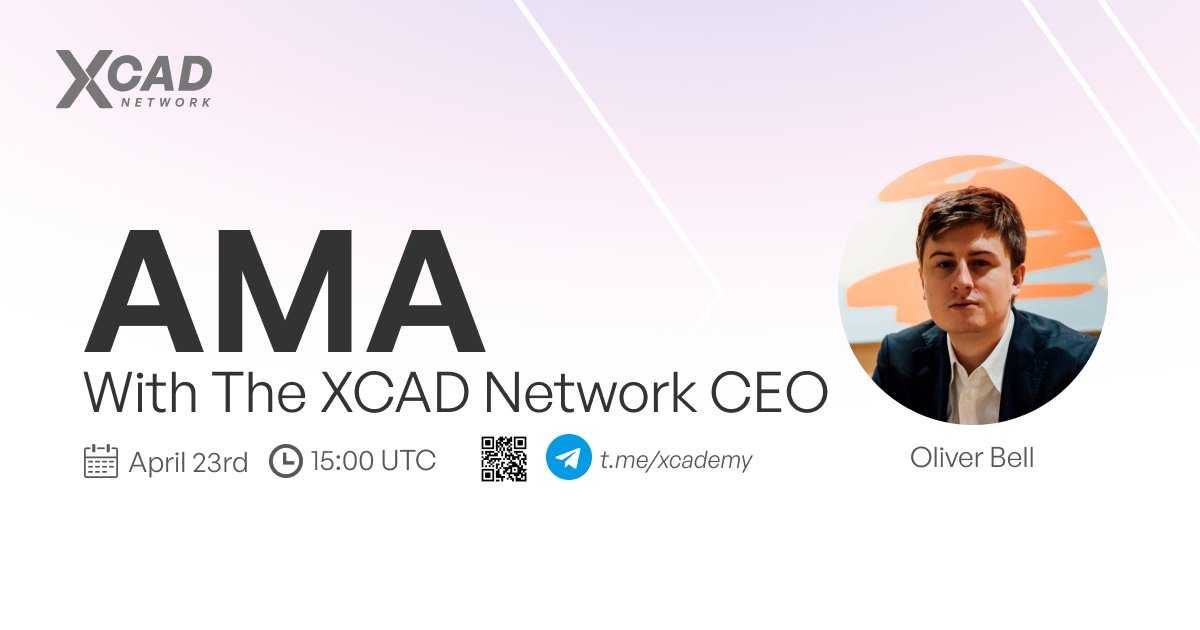 📢 XCAD Network AMA Ask questions to the XCAD Network CEO 📆Date- April 23rd, 15:00 UTC 🌎Location- Xcad Network Telegram (t.me/xcademy) Submit your questions via the form below forms.gle/udNBxF7YTFHLqx…