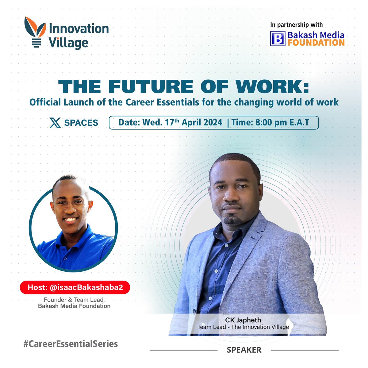 We’re thrilled to launch the Career Essentials Program today in partnership with @TheVillageUG The program will be focusing on exploring the Future of Work & how to thrive in today’s envolving job market. Join our team Leader @isaacBakashaba2 & @CKJapheth at 8pm.