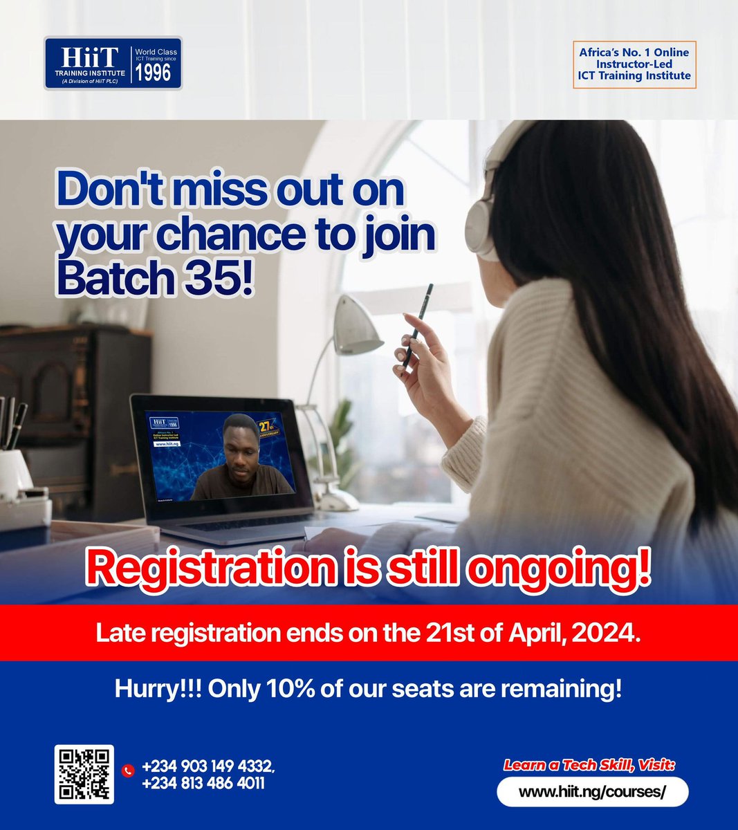 To join Batch 34, you can register now by visiting hiit.ng/courses