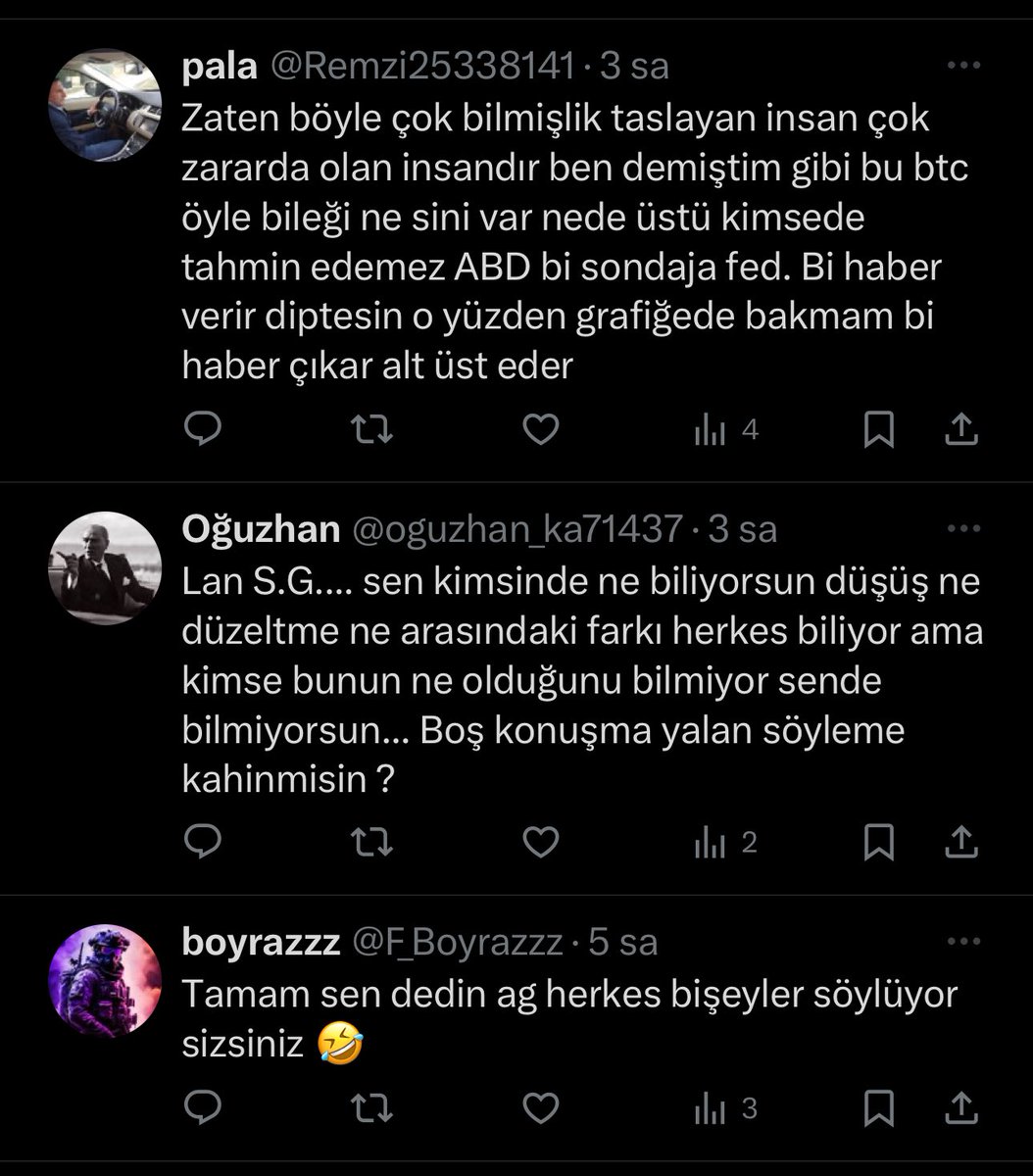 Soğudum, tam gördüğümü yazacağım ben zaten kazanıyorum, kazançlı bir senaryo var lan diyorum güzel bir temas bu , herkes faydalansın. 

Bunları görüyorum… yine mi diyorum. Vazgeçiyorum… 

Olm yunus burda ülke liderine klavyeden geçiriyorlar sen kimsin 😂