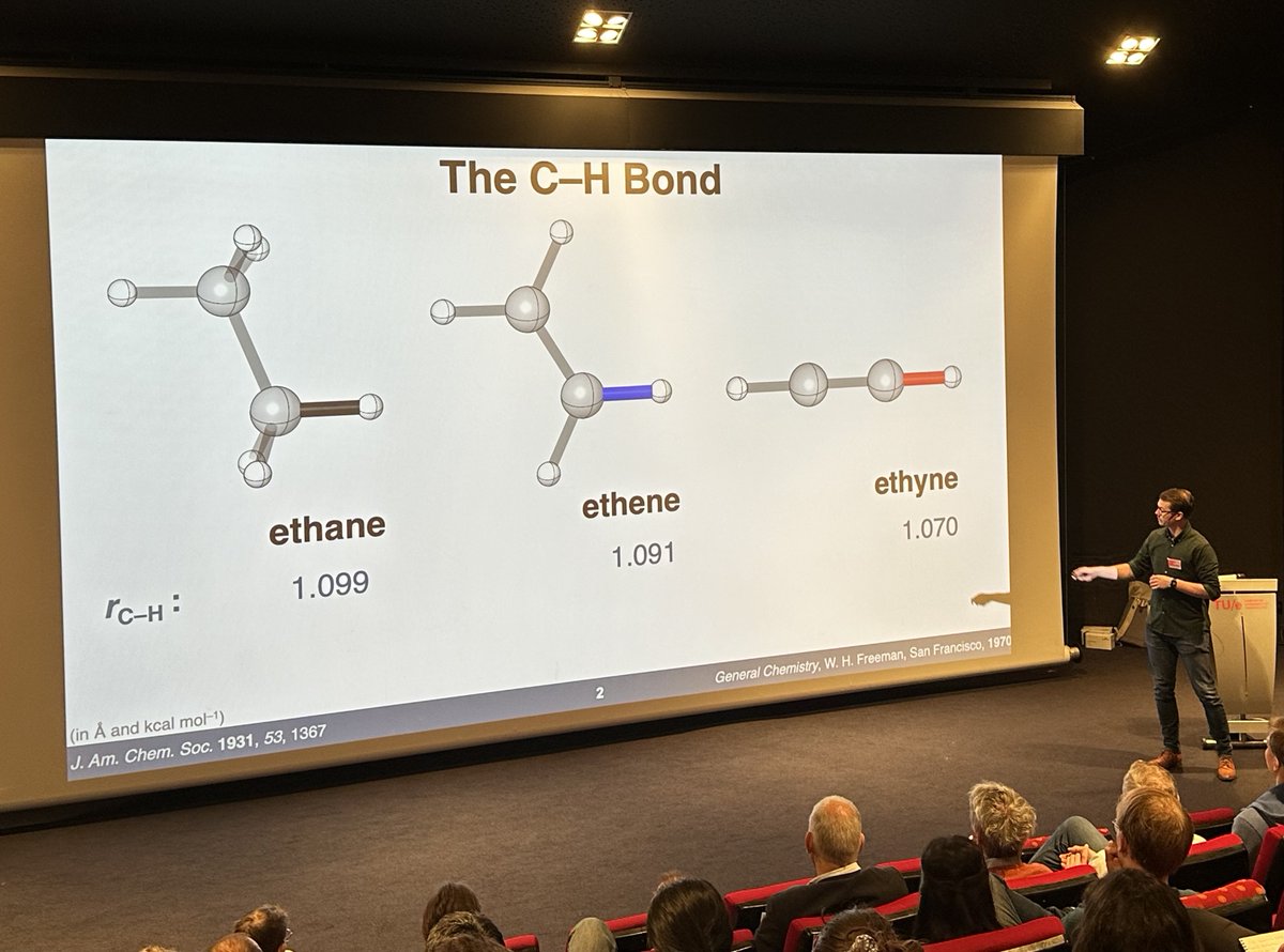 Enjoying @KNCVchemie section Computational and theoretical chemistry congress at @TUeindhoven. @PascalVermeeren from @VU_TheoCheM talks about ethane, ethene and ethyne. Full paper can be found here. …mistry-europe.onlinelibrary.wiley.com/doi/10.1002/ch…