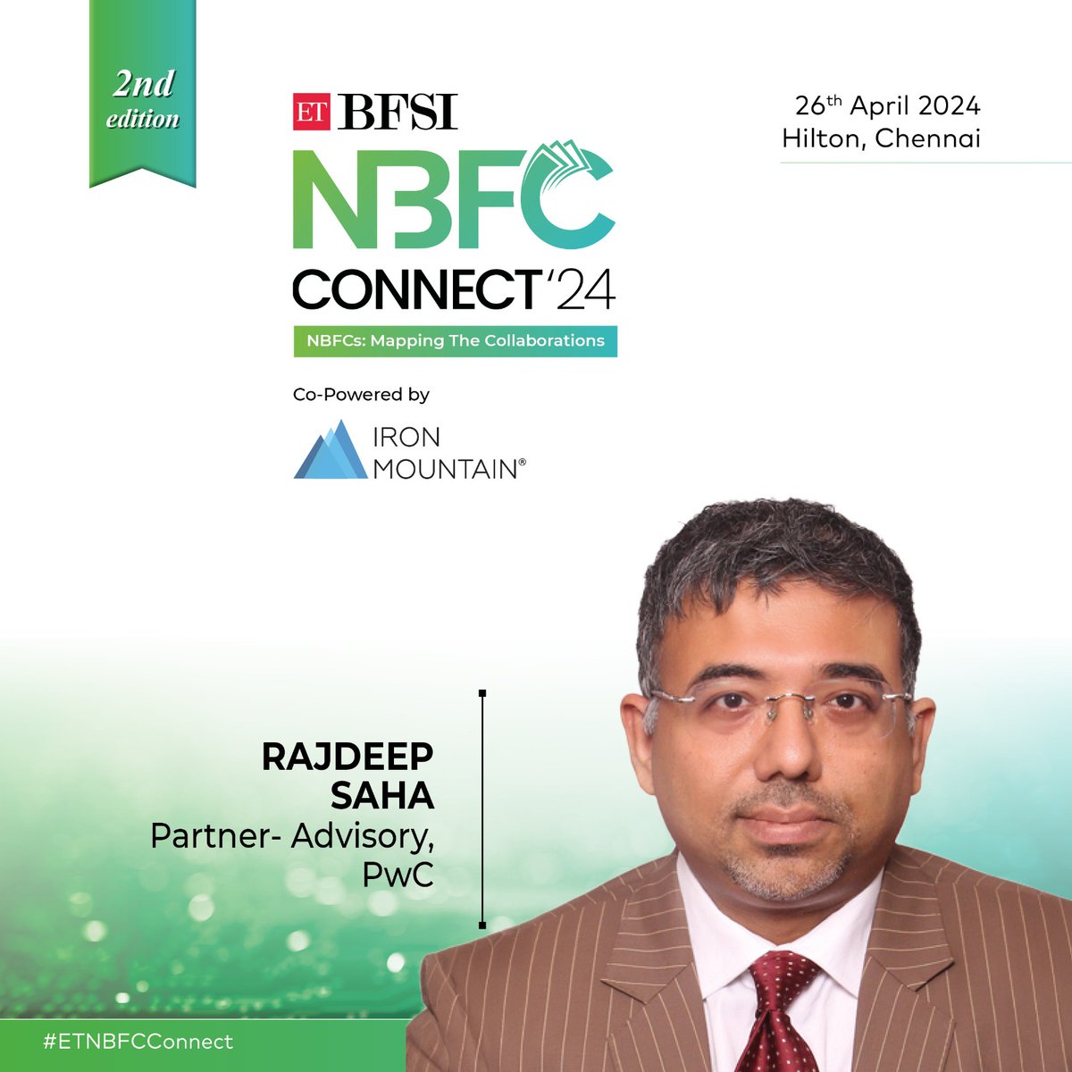 Excited to welcome Rajdeep Saha, Partner-Advisory at @PwC_IN, as one of our distinguished speakers for the ETBFSI NBFC Connect 2024 in Chennai on April 26th! Know more- zurl.co/hVP8 #ETBFSI #ETNBFCConnect #Chennai2024 #BFSIEvent #FinanceInnovation #Finance #NBFCs