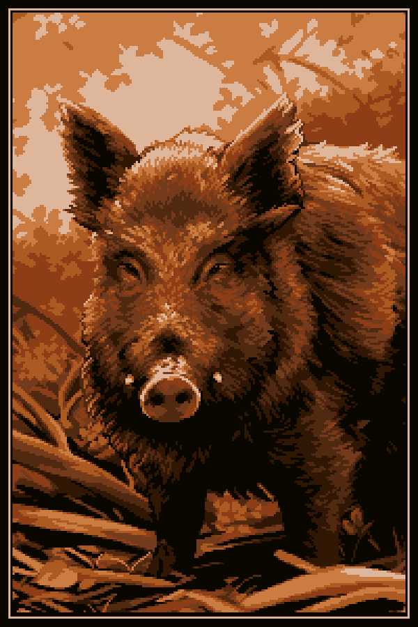 Wild boar, forest pig
8 colors total
(I'm still alive, just busy)
#pixelart #ドット絵