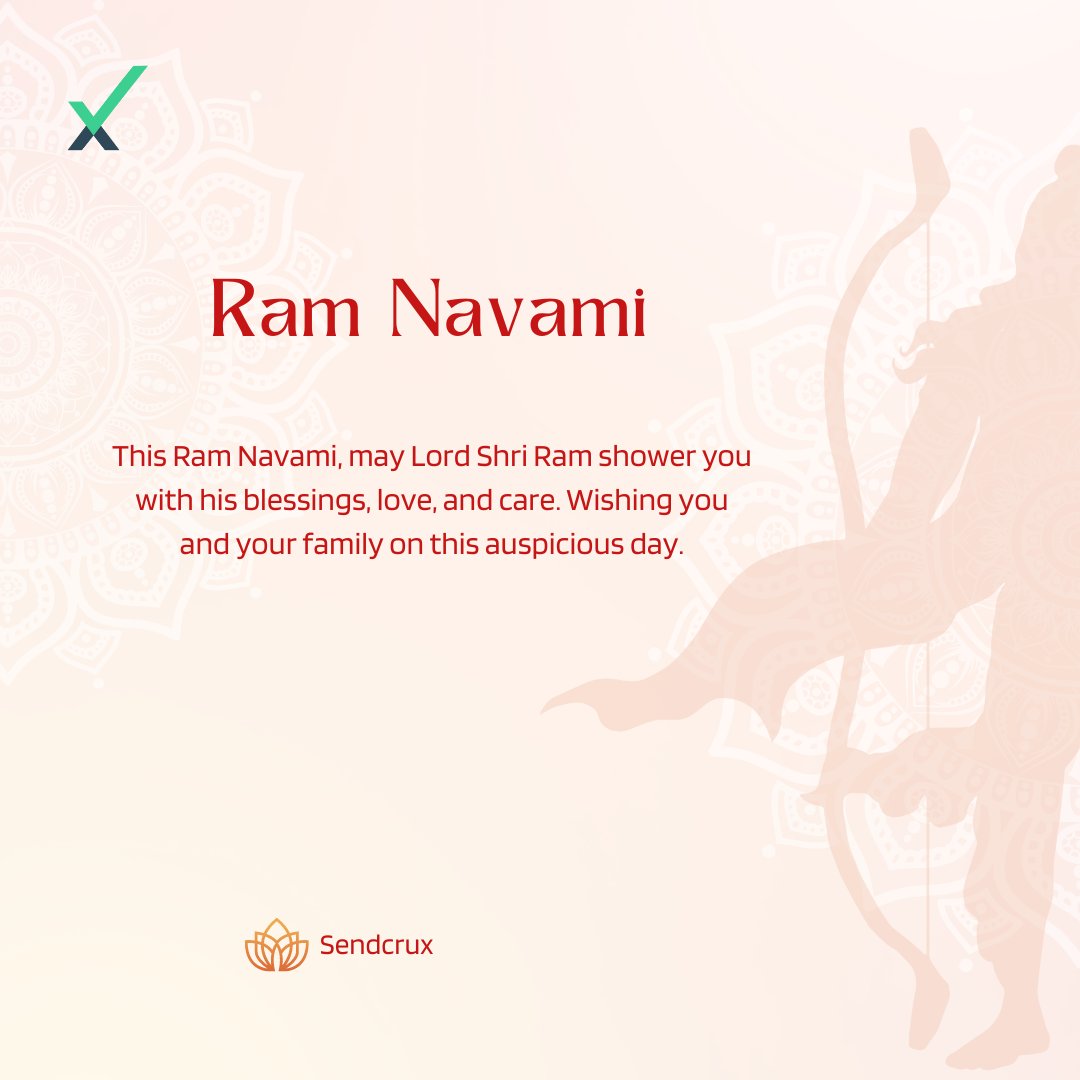 Happy Ram Navami! Visit sendcrux.com or Contact us sales@sendcrux.com #RamNavami #sendcrux #EmailMarketing #EmailAutomation #AutomationTools #DigitalMarketing #ContentMarketing #EmailStrategy #Emailcampaigns #leadgeneration #unlimitedemailsender #bulkemailverifier