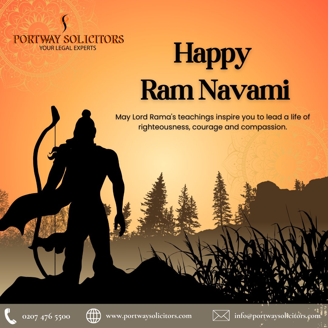 May Lord Rama's teachings inspire you to lead a life of righteousness, courage and compassion. 🙏🏻

#lordrama #lordramachandra #ramnavami2024 #ramnavami #portwaysolicitors #legalexperts