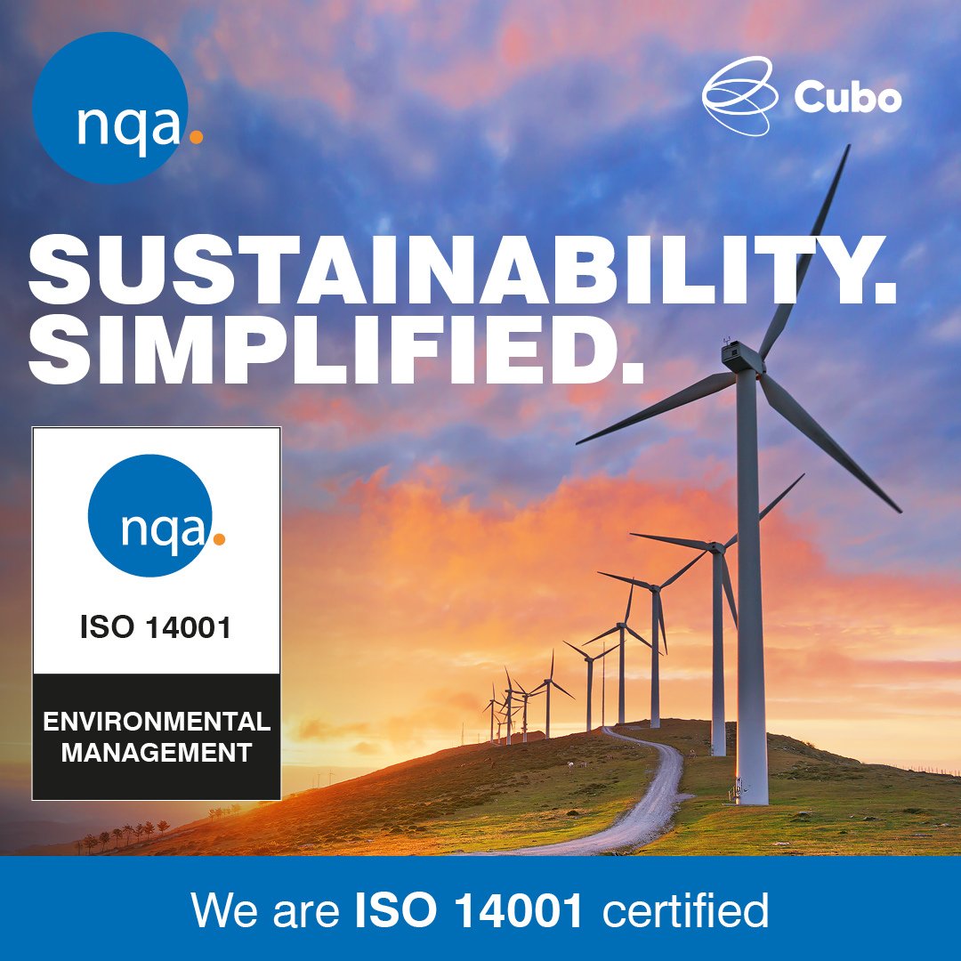 🌱 Cubo is Now Proudly ISO 14001:2015 Certified 🌱 We're proud to highlight our second ISO certification! Achieving ISO 14001:2015 certification, demonstrates our unwavering commitment to environmental management and sustainability 💚 #Sustainability #ISO14001 #Carbon #ESG