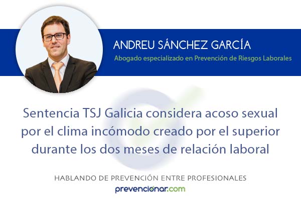 prevencionar's tweet photo. Sentencia TSJ Galicia considera acoso sexual por el clima incómodo creado por el superior durante los dos meses de relación laboral - https://t.co/Ub95mvjSTR https://t.co/rA0So5xMig