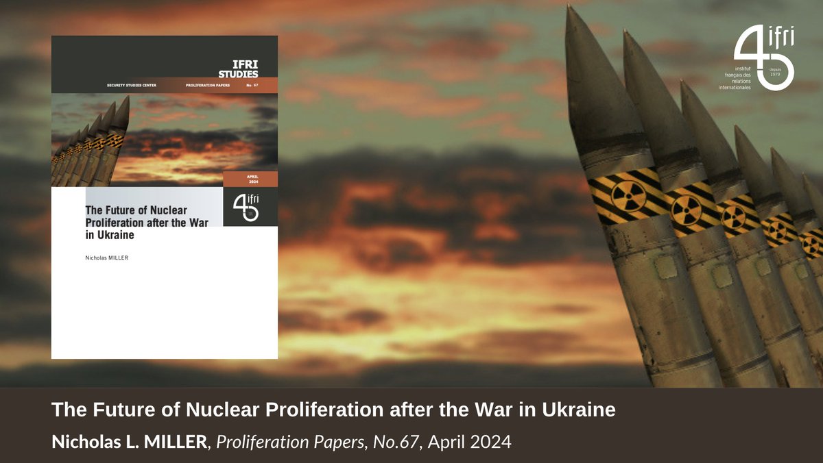 [#Mustread] ☢️The Future of #Nuclear Proliferation after the War in #Ukraine. 🇺🇦 An in-depth analysis by @Nick_L_Miller, based on four categories of factors that have been identified as potential triggers for an escalation: 1/ Changes in the international security environment,