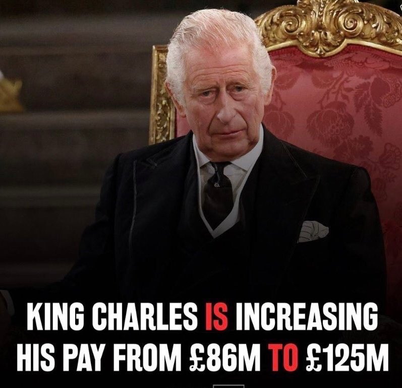 God Save the King The only person that will save this leech is God #AbolishTheMonarchy 2/3rd rise in poverty and this parasite wants more to “get by on” …