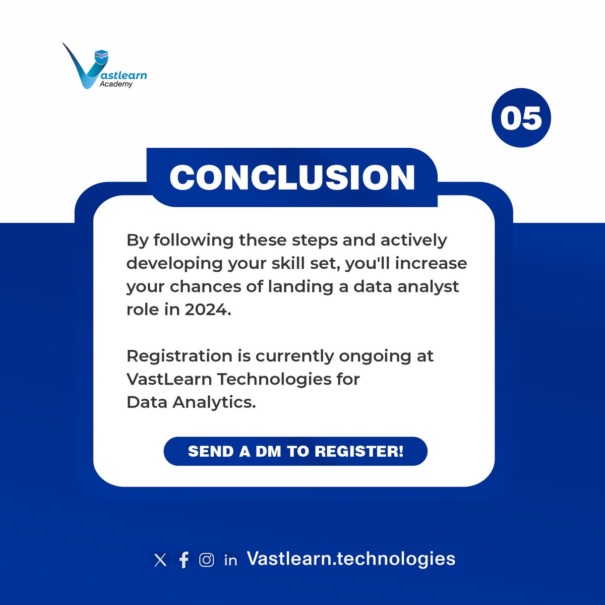 vastlearn's tweet photo. ''Unlocking the door to your data-driven future: Here's how to pave way to a thriving data analyst role in 2024.  #DataAnalystJourney https://t.co/LlIaHF5v5M