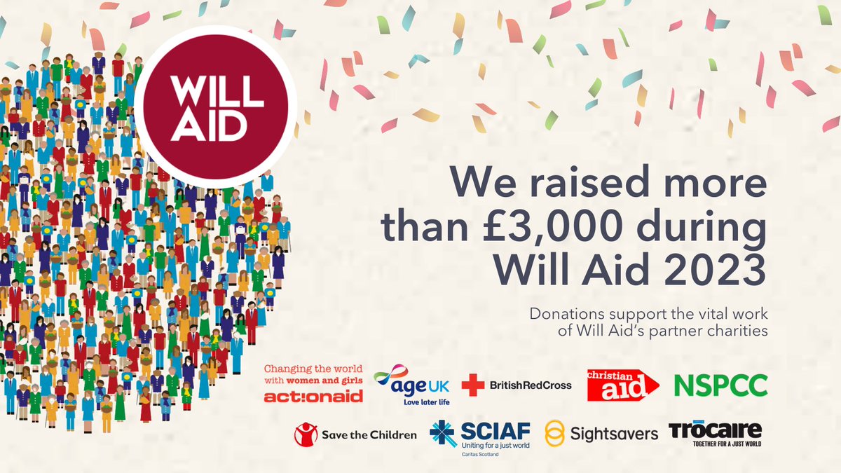 We are proud to announce that we raised over £3,000 for #WillAid2023
We waive our fees for basic Wills in return for a voluntary donation to @Will_Aid which supports nine UK charities.
Keep an eye on our social media for appointments this November!
#WillAid #WillWriting #Wills