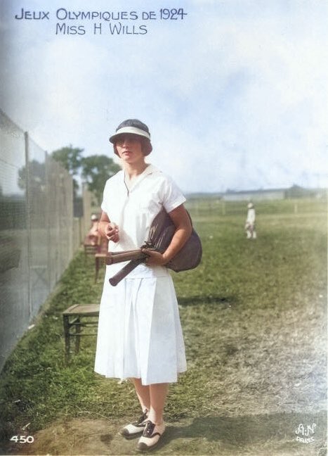 100 Days to go until #Paris2024 Here is a picture of Helen Wills from Paris 1924 with some added colour 100 years later 👉 #Paris2024