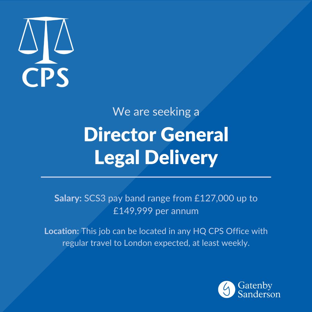 CPS are seeking a Director General Legal Delivery (DG LD) who is an experienced lawyer and can demonstrate a track record of operational leadership in a complex, delivery focused organisation.

#DirectorGeneral #LegalDelivery #London tinyurl.com/26x4ekn5