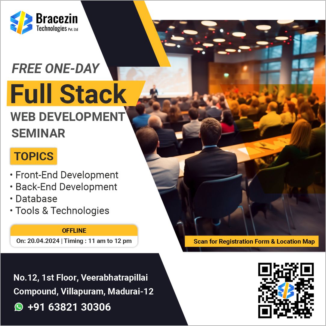 Take the first step towards mastering the art of Full-stack development. We look forward to seeing you there!
Register now to secure your spot: forms.gle/79B5tnew1c89DB…
Event Date: 20.04.2024
Time: 11:00am to 12:00pm
Location: Villapuram, Madurai.
Contact Number: 063821 30306