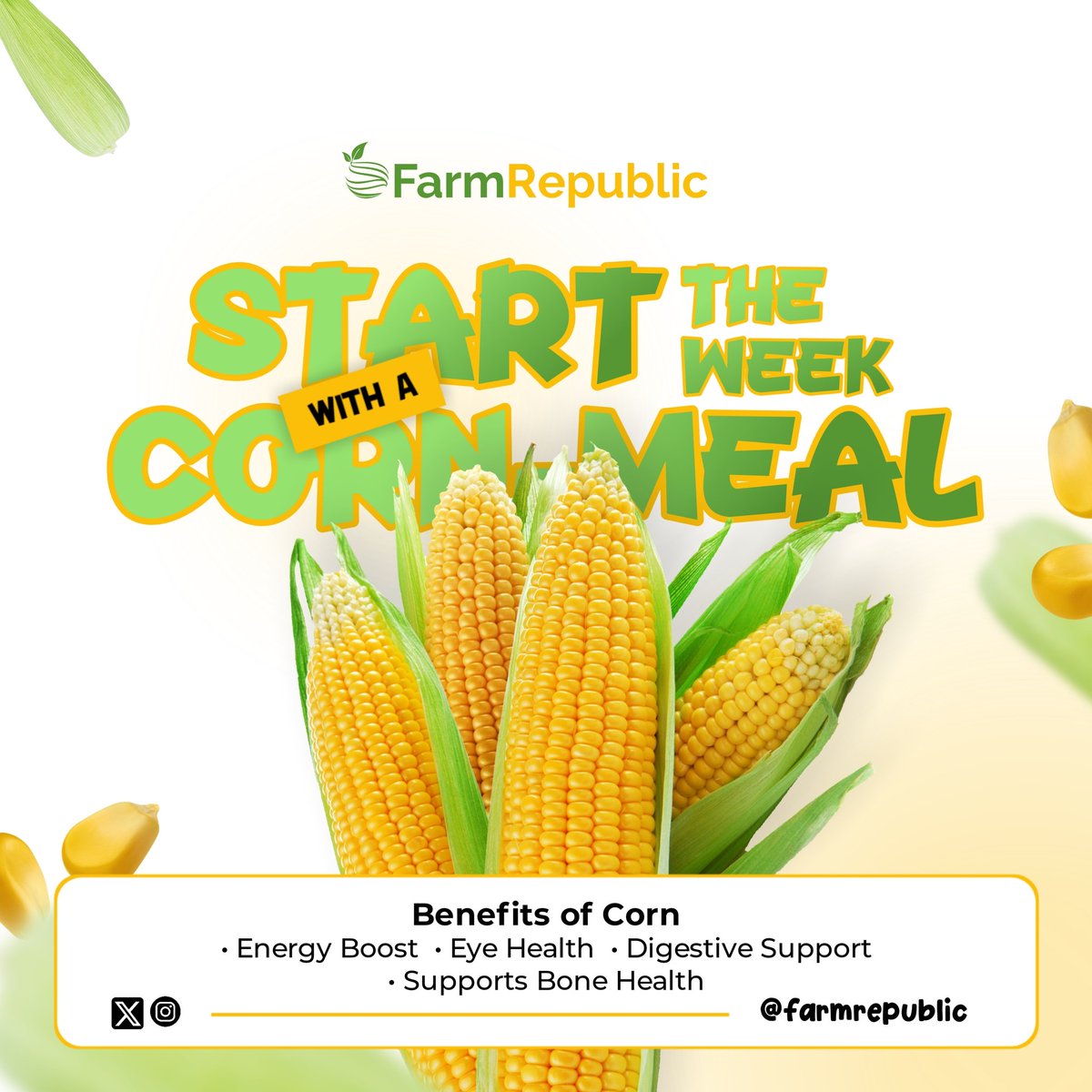 A perfect addition to your meal! We deliver freshly harvested sweet corns every Tuesday and Friday. Place your order now to secure your sweet corn. 🔸 SWEET CORN 5kg - N6,250 wa.me/message/ZXYUWD…